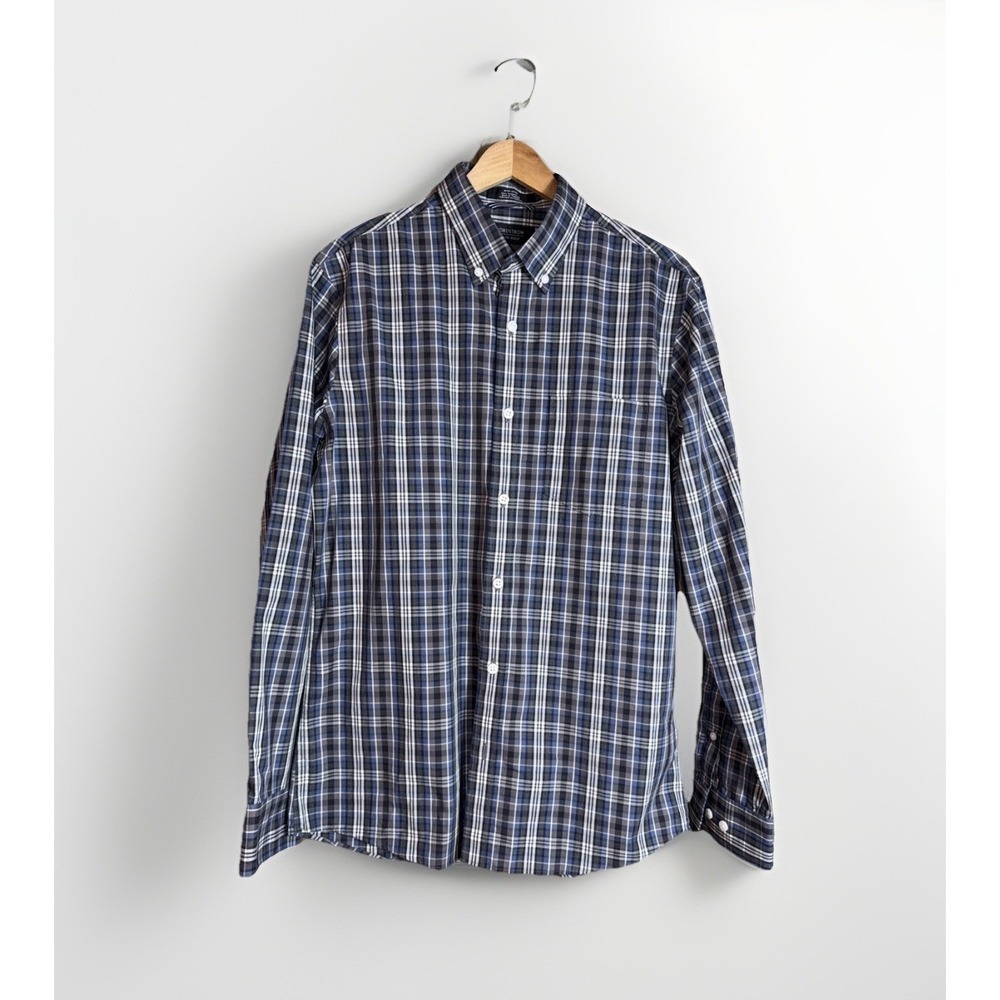 Nordstrom Men's Shop Trim Fit Plaid Long Sleeve Button Shirt Size M Non-Iron